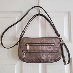 Cole Haan Metallic Gunmetal Pebbled Leather Shoulder Bag/ crossbody